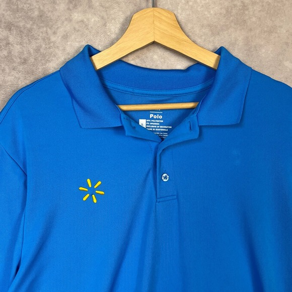 Mens Walmart Blue Polo Casual Work Uniform Shirt Large - Picture 1 of 6